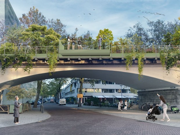 Impressie stadspark Hofpleinspoorlijn